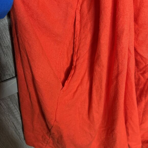 Free People Dress Mini Red Color Adjustable Straps Linen Rayon Beach Size XS - Picture 6 of 8